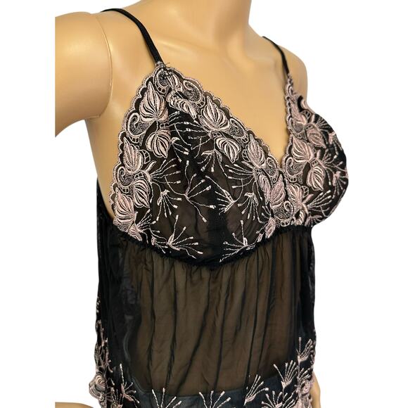Cacique Lane Bryant Embroidered 2 Piece Babydoll Cami Set Black 1X/2X Plus Size - Picture 10 of 14